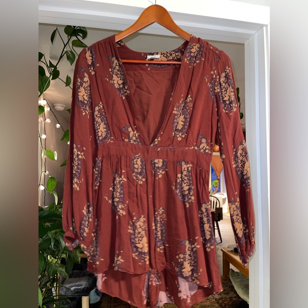 Sandy Orange Brown printed romper